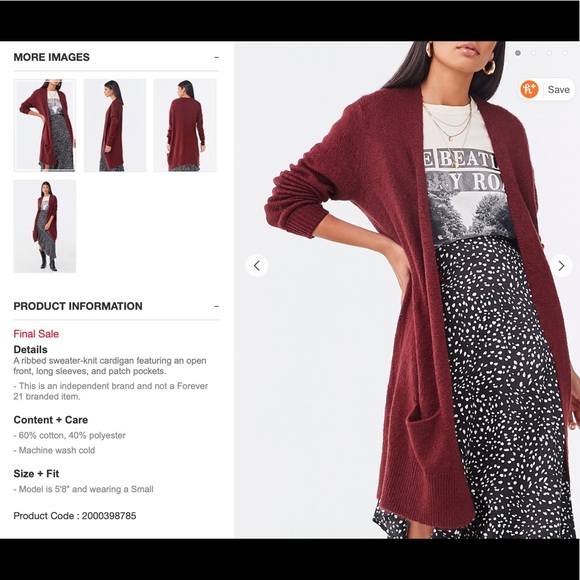 Forever 21 Open-Front Ribbed Cardigan - Picture 2 of 4